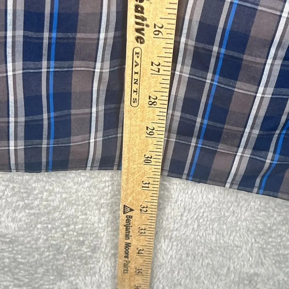 The North Face Button Up Camp Shirt Mens L Blue‎ Gray Plaid Outdoors Casual